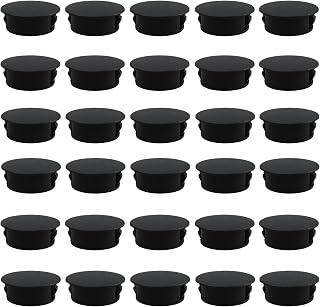Black Hole Plug, Circular Plastic Snap in Locking Tube Plug, Embedded Panel Plastic Fastener Cover, Furniture Fence Column Tube Insertion End Cover, 1 Inch, 30 PCS