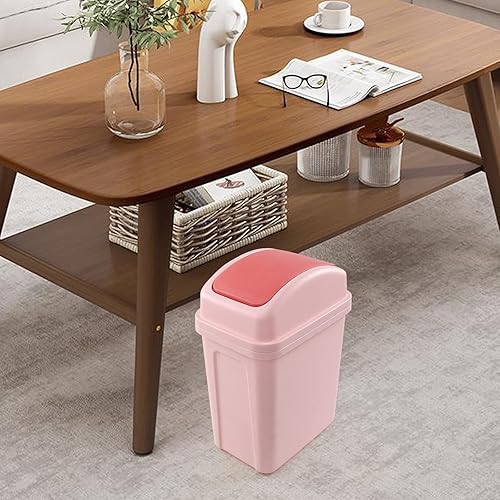 Miniatura 4 de Eagrye Bote de basura pequeño de 1.8 galones con tapa giratoria, cubo de basura de plástico con tapa abatible, color rosa