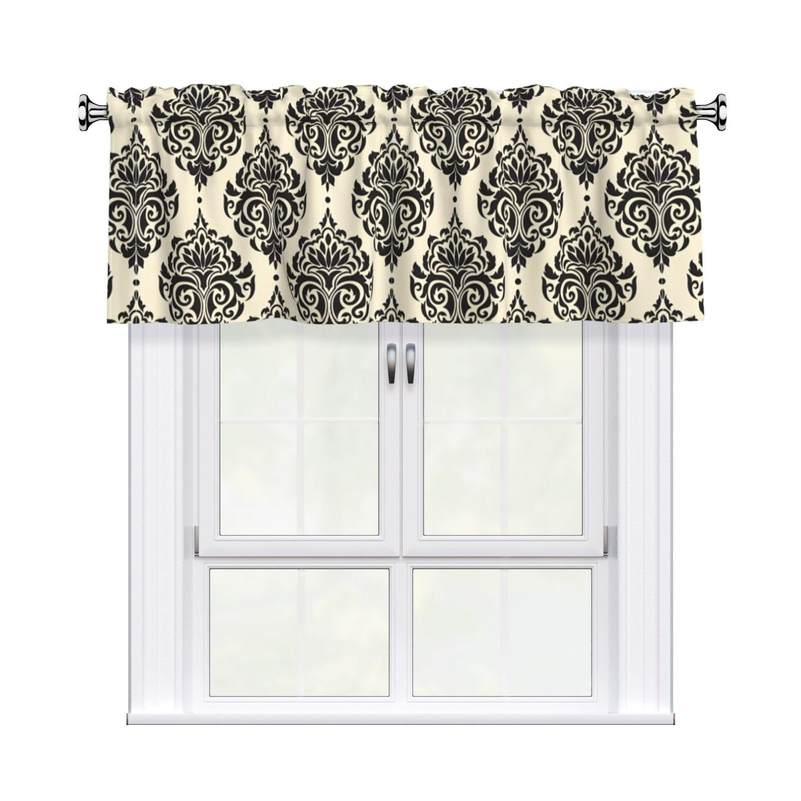 WHJDPP Asian Elephants Prints Charming Kitchen Window Cover – 54x18 Inch Peach Skin Valance with Decorative Print