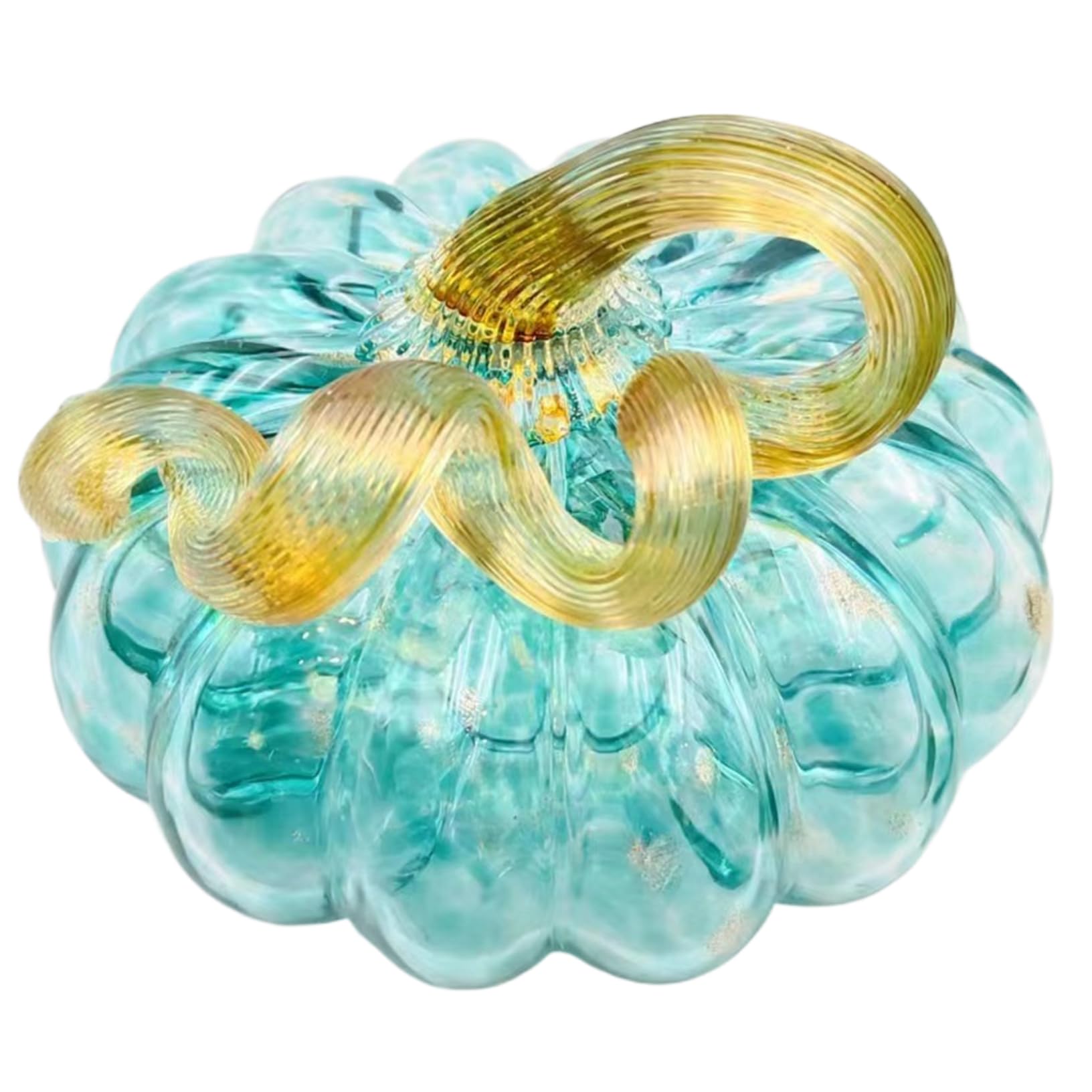 Striegro 1 Pc Glass Pumpkin Decor, Blue, 3x4 In, for Fall & Halloween..