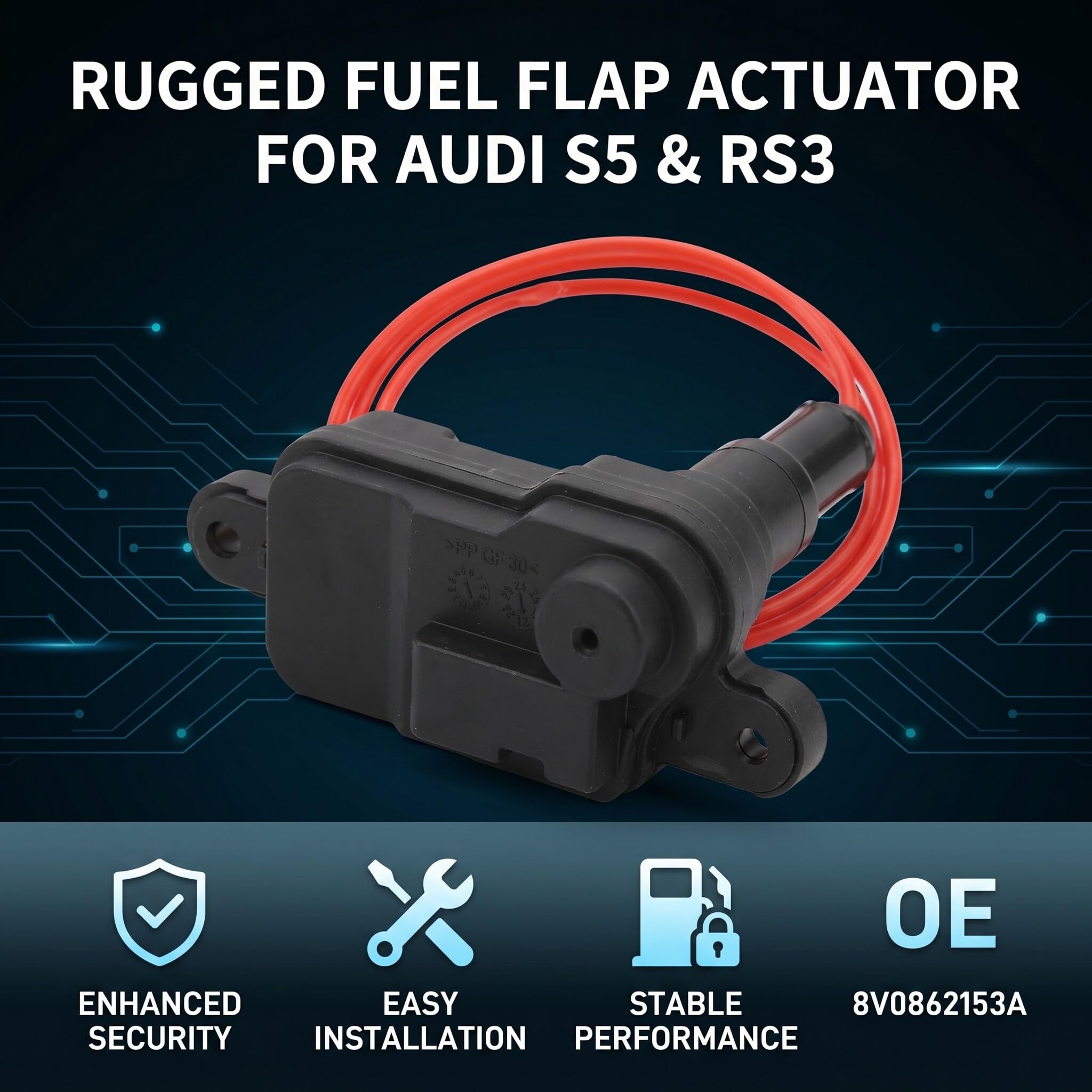 Aramox Attuatore per Bocchettone di Riempimento Carburante, 8V0862153A Attuatore per Blocco Rilascio Tappo Sportello Bocchettone Carburante Compatibile con A1 RS3
