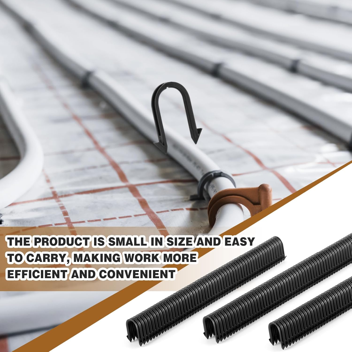 1650 Pcs Pex Pipe Staple for Foamboard Stapler 1.65″ Staples for 1″ and 2″ Foam Board, Binding Various Floor Heating Pipes, Black (Pex Stapler Not Included)