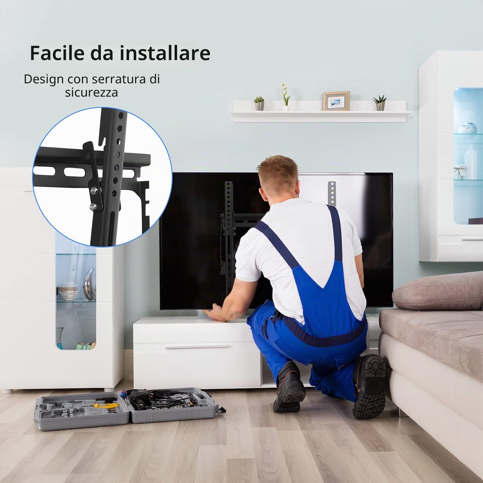 Suptek Supporto da Parete per TV 26-55 Pollici LED HD 4K HDR UHD VESA 400x400mm 45kg