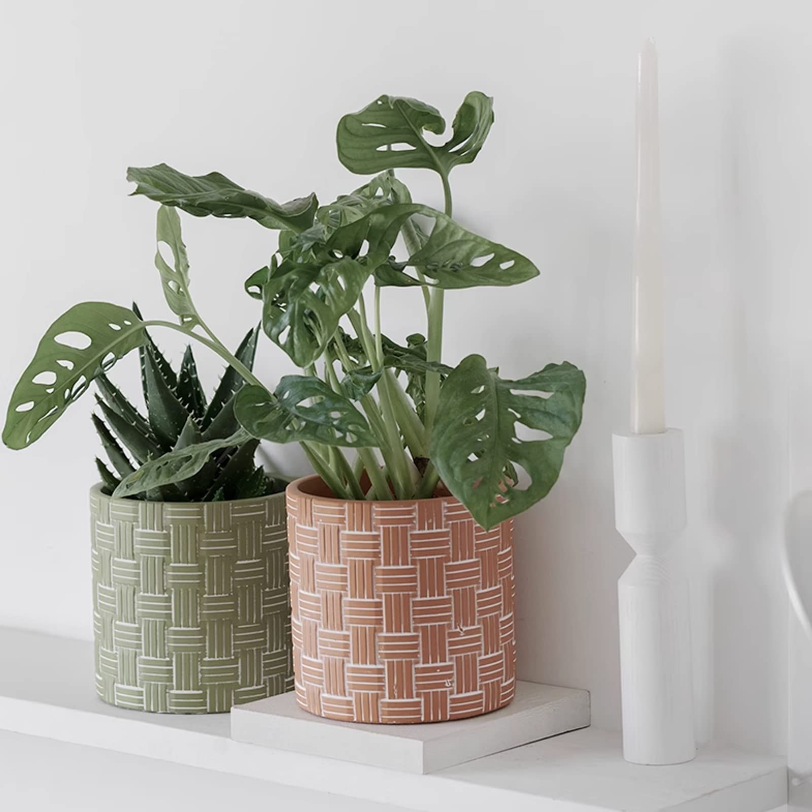 Vasi da Giardino Vaso da Fiori in Cemento, Vaso per Piante Fioriera da Interno da 5,51 Pollici con Foro di Scarico, Vasi Moderni per Piante Grasse per Arredamento Home Office