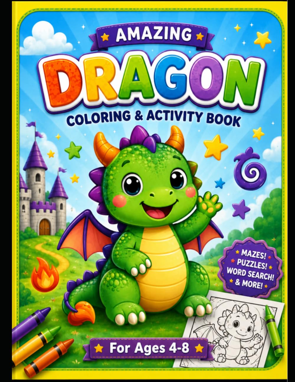 Amazing Dragon Coloring and Activities Book
