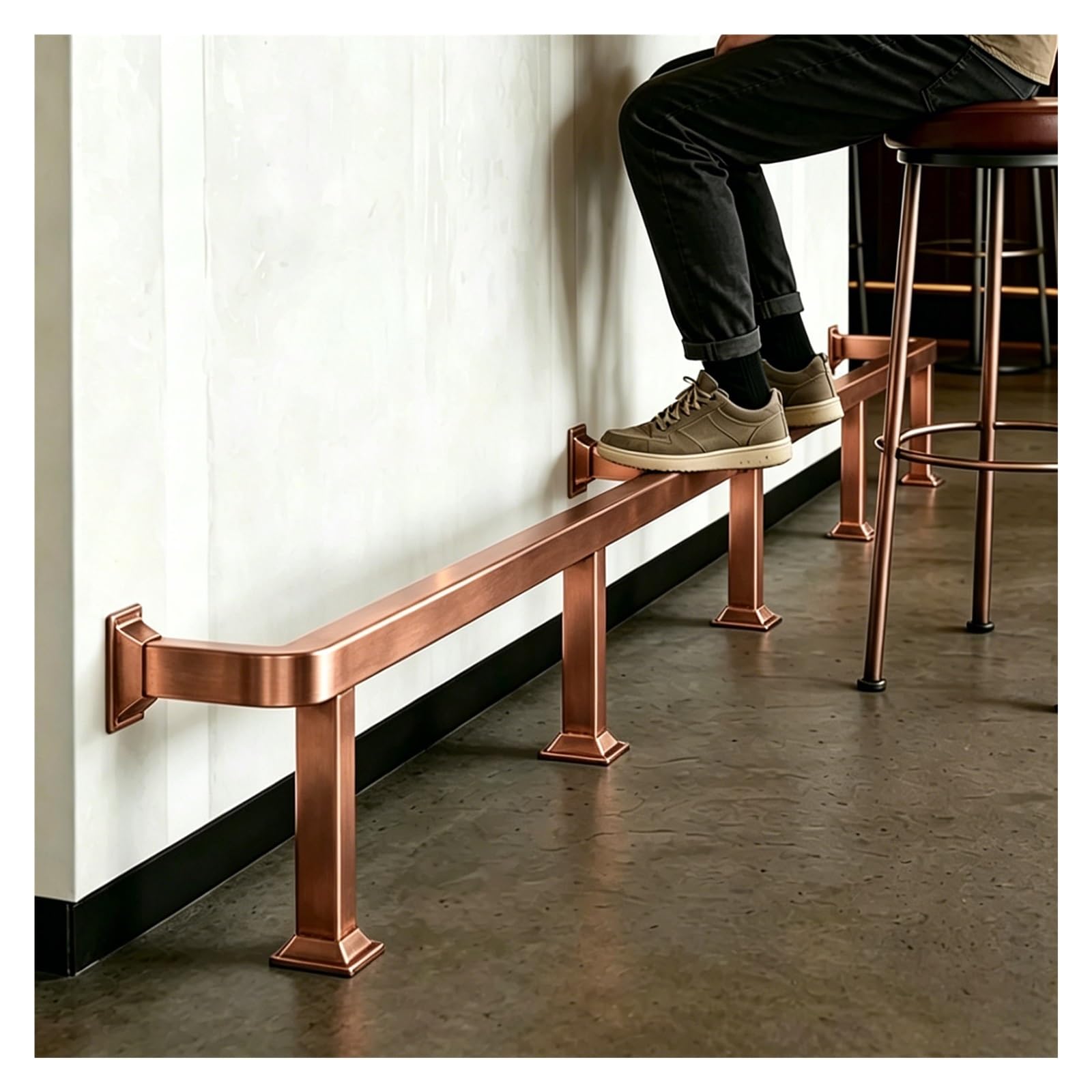 ZJKXJH Stainless Steel Foot Rail Kit for Kitchen/Office Counter, Customizable Length Foot Rail for Bar, Indoor/Outdoor Footrest Bar, Rust Prevention(Rose Gold,6.8'/207.3cm)