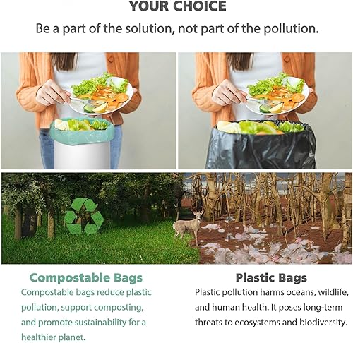 Miniatura 4 de AYOTEE Bolsas de basura pequeñas de 2.6 galones, bolsas de basura compostables para baño, 125 bolsas de compostaje para cocina, baño, oficina, 10