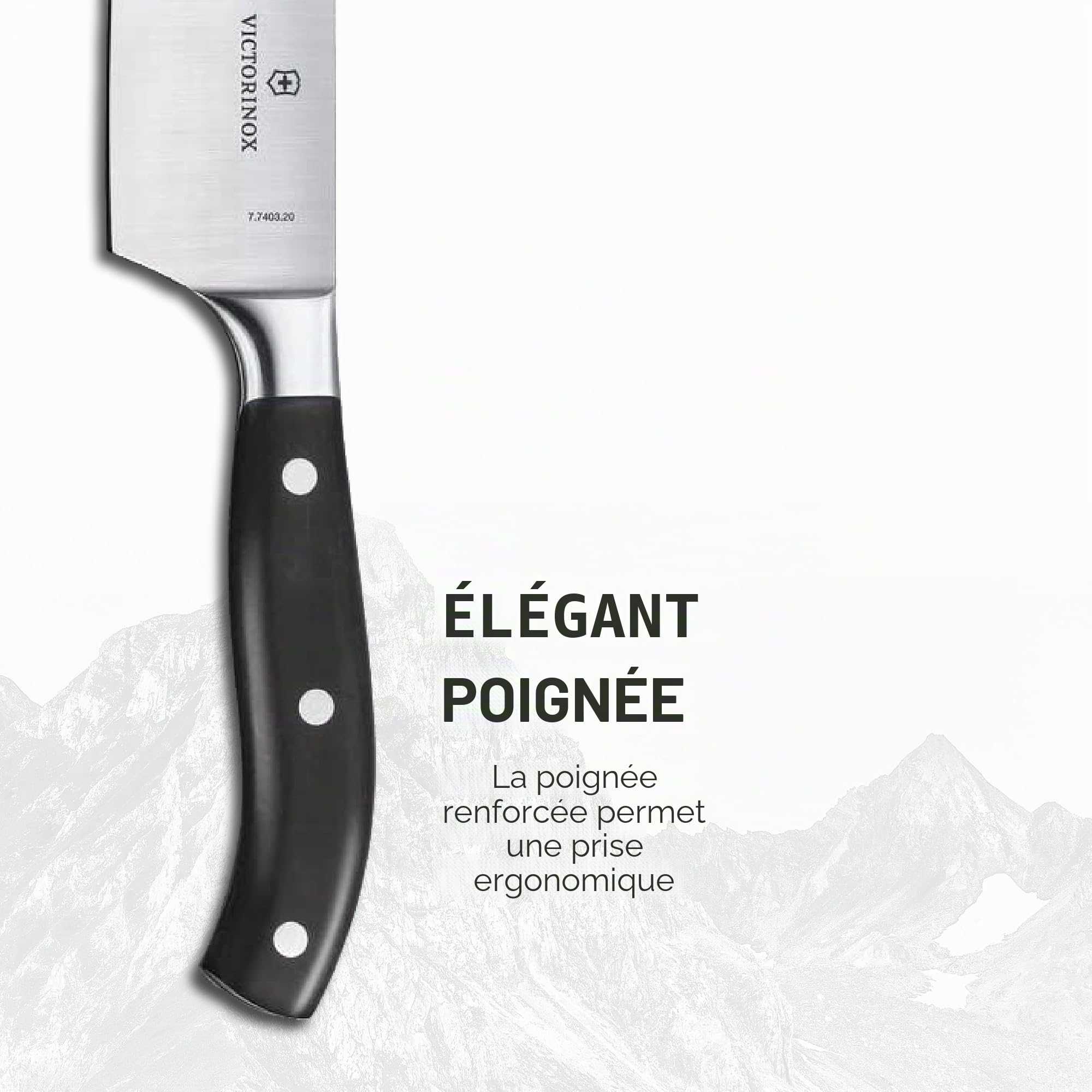 Victorinox Grand Maître, Set de cuisine professionnel, 3 pièces, tranchant droit, extra tranchant, manche plastique robuste, noir