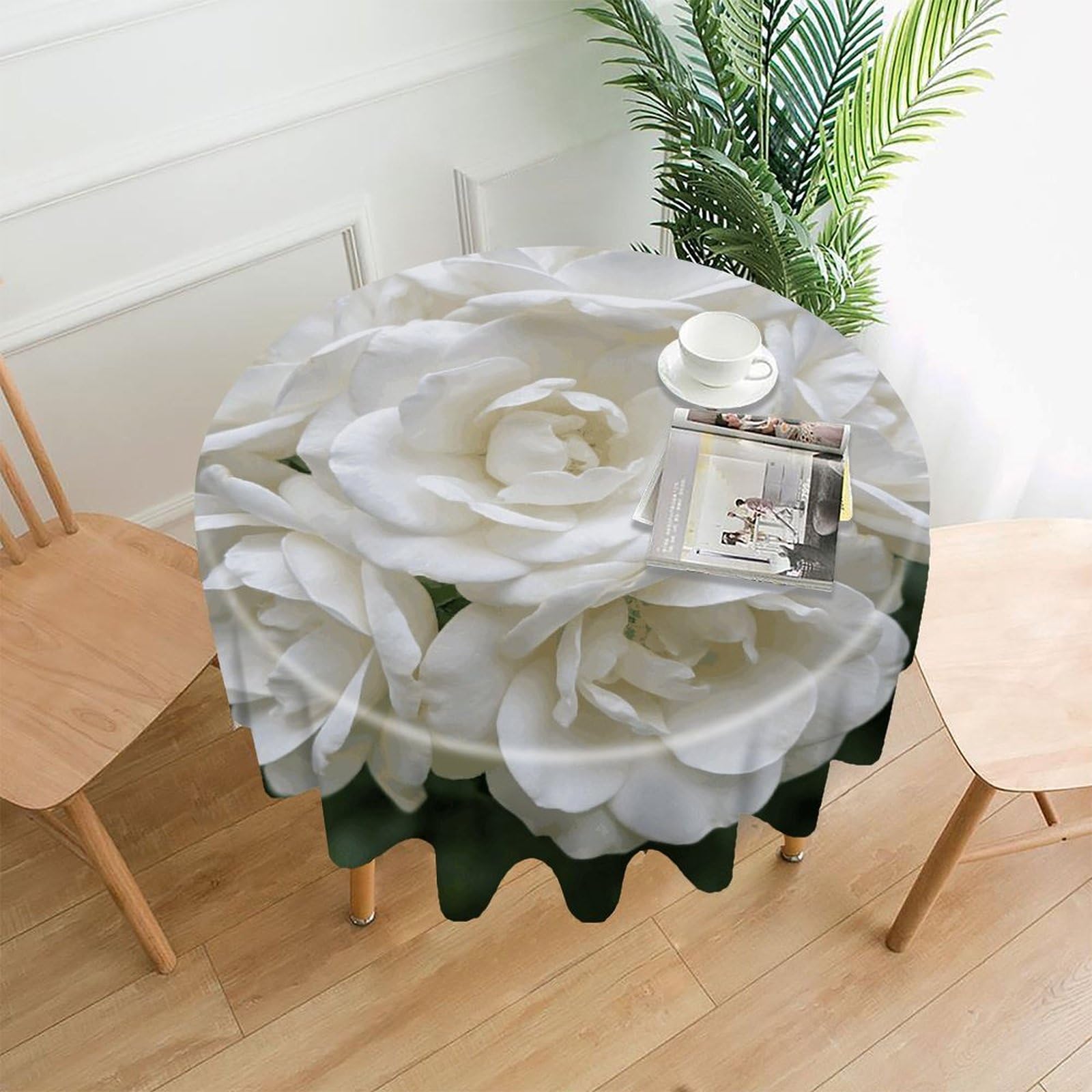 LZQPOEAS Snow Clusters Hold Fragrance. Tablecloth Easy to Clean Polyester Round Table Cover Washable Round Table Cloth Wrinkle-Free Circle Decoration Tablecloth for Kitchen and Dining Room 60"