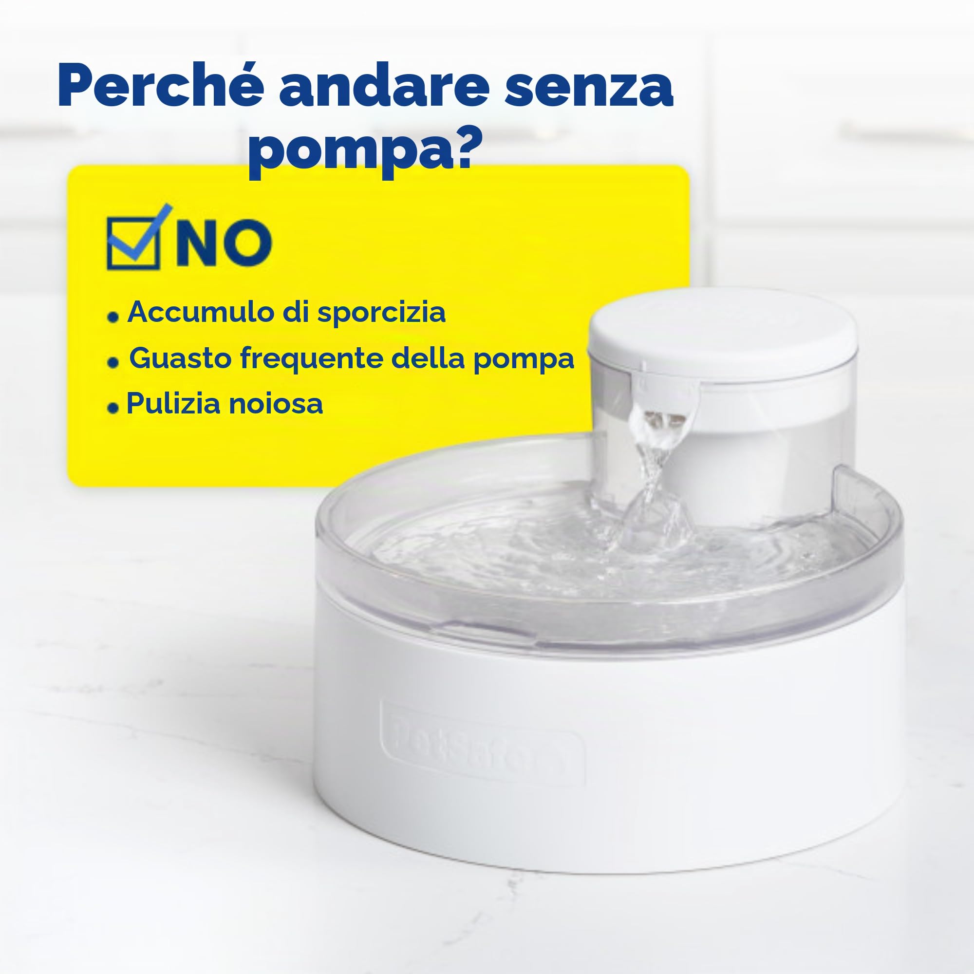 Fontana senza pompa PetSafe Outlast, 1,7 l, fontana per cani di piccola taglia e gatti, lavabile in lavastoviglie, facile da montare e pulire, filtro dell'acqua incluso