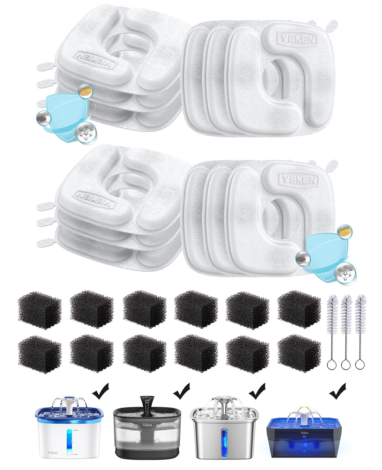 Amazon.com : Veken Cat Water Fountain Filters, 12 Pack Replacement