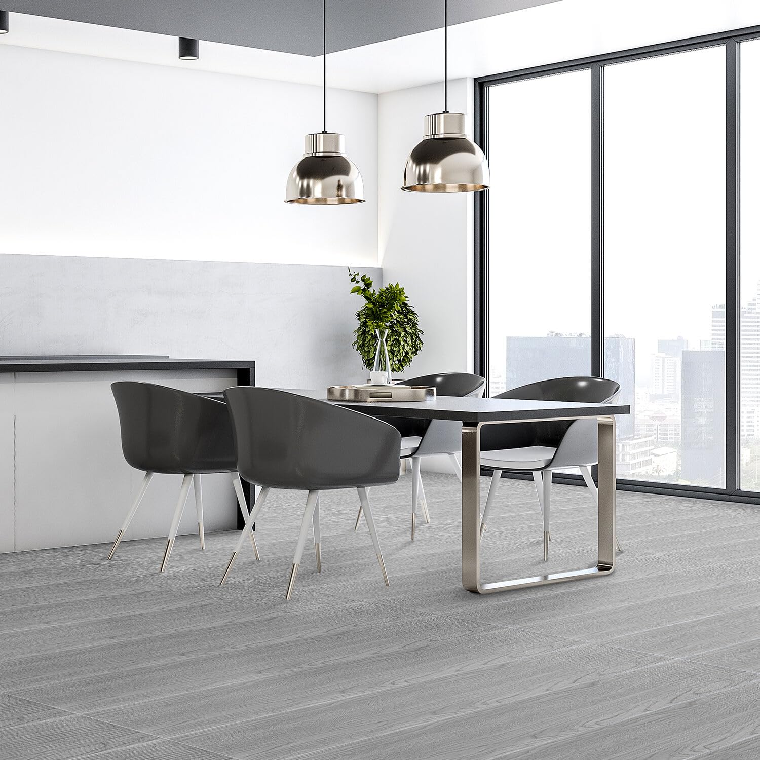 PVC Bodenbelag Selbstklebende, Vinyl-Fliesen, Vinylboden, 91,44 CM X 15,24 CM, Dicke 2 mm, Vinyl Laminat Rutschfeste Dekor-Dielen für Schlafzimmer, Wohnzimmer, 72 Fliesen/10 ㎡, Rauchgrau