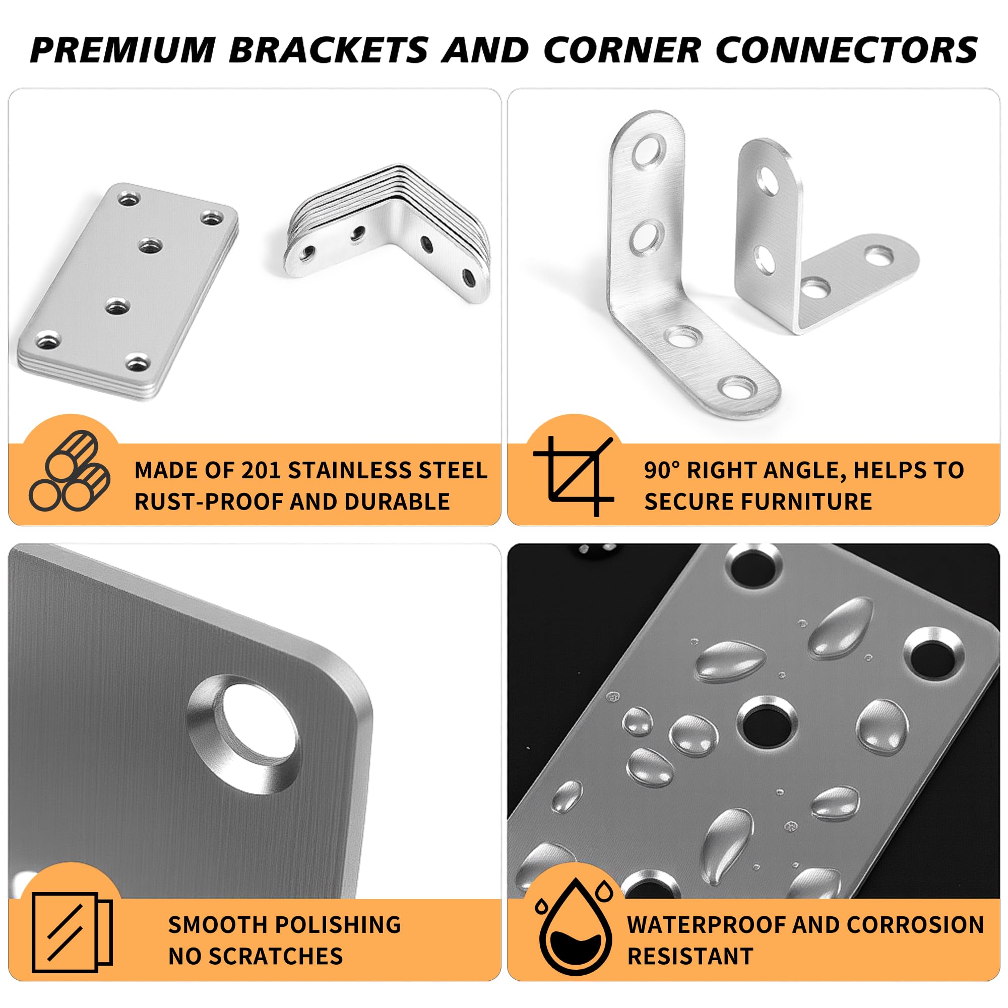 18PCS L Brackets for Wood and 4PCS Wood Joining Brackets, 20 × 20mm, 40 × 40mm Bracket - Image 3