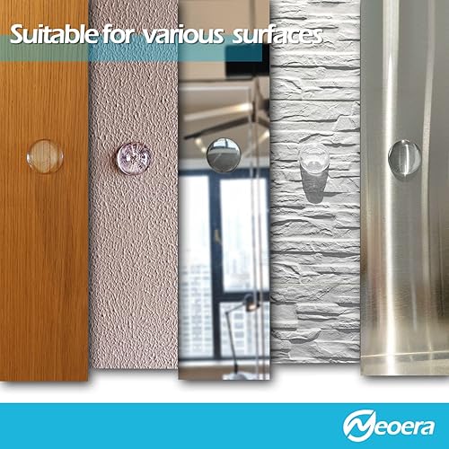 Miniatura 3 de Neoera Protector de pared para tope de puerta (transparente, paquete de 8) - Gel silencioso y absorbente de golpes, protector de parachoques