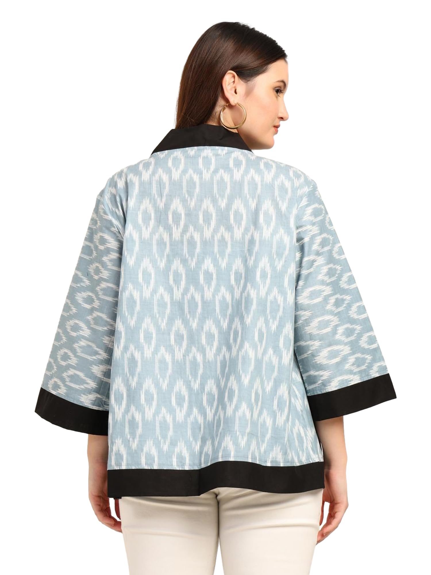 KE KANHA EXPORTS Women Shrug|Shrugs for Women Stylish|Cardigan |Boho Beach Cover Up|Border Print|Easily fits S-M-L|Bust 30-42 Inches|Length 28 Inches 2