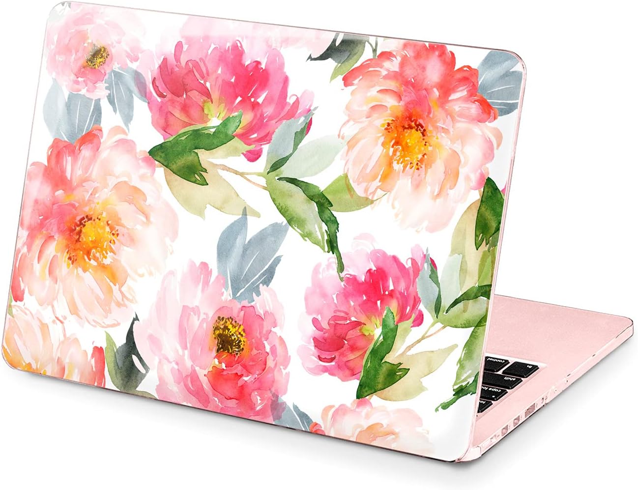 Hard Case Compatible for MacBook Pro 16 14 M3 M2 2023 M1 Pro 13 2022 Air 13 2021 Retina 2020 Mac 11 12 Nature Flowers Laptop Protective Watercolor Design Girl Peonies Print Pink Cover Cute