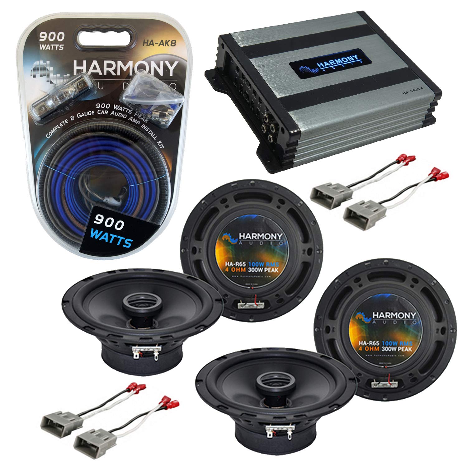 Harmony Audio HA-R65 Compatible with Acura TL 1999-2003 Bundled with HA-A400.4 Amplifier Factory Speaker Replacement Package