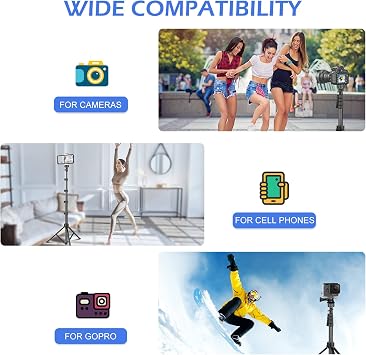 Sensyne 72 Phone Tripod Bundle with 62in Tripod, Extendable Tripod for iPhone & Selfie Stick with Detachable Phone Holder & Wireless Remote, iPhone Tripod Compatible with All Cell Phones, Camera