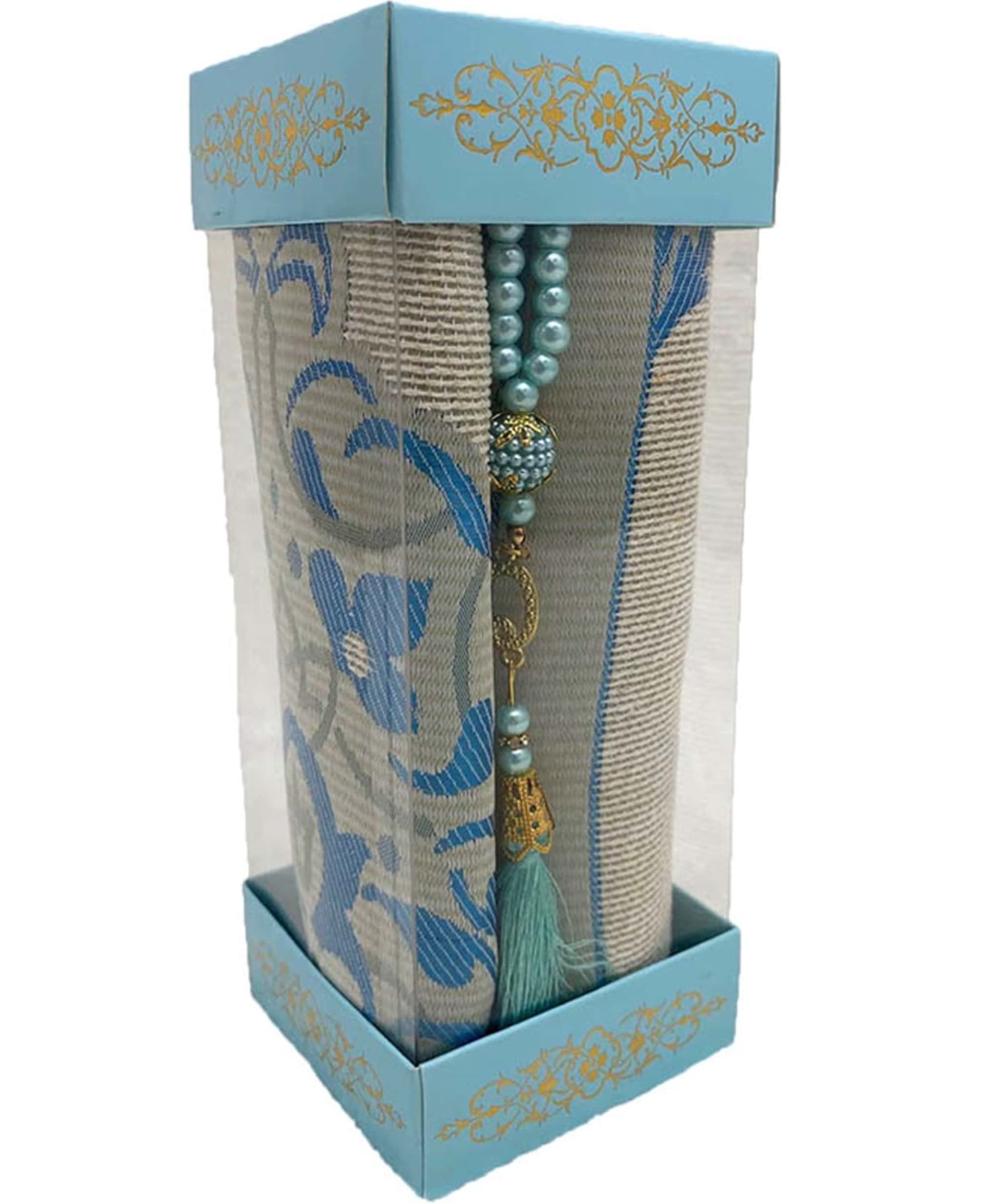 Imani Aksa Muslim Gift Set, (Prayer Mat, Tasbih)-Seccade-Muslim Prayer Mat, Islam-Ramadan, Eid Hajj, Umrah, Wedding, Birth