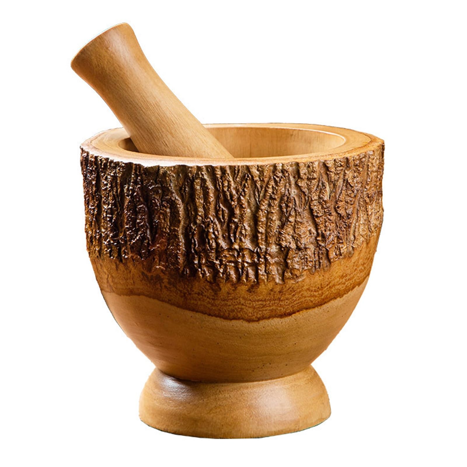 Vnook One Color Garlic Masher, Wooden Mortar And Pestle Set, Spice Masher, Manual Garlic Masher, Mortar Grinder, For Garlic, Chili, Peanut, Various Spices(13X9cm)