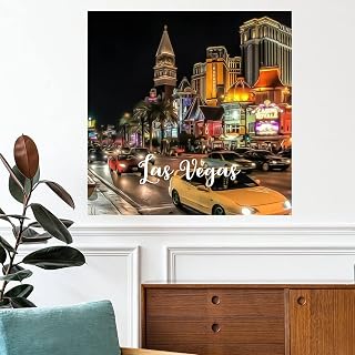 Las Vegas Downtown Cityscape Wall Decals Nevada USA Wall Stickers Popular Country City Souvenir Travel Wall Art Removable Poster Vinyl Wall Decal for Home Bedroom Kitchen Office School 16 inch