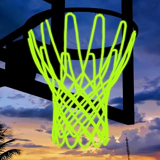 Mr Warm 2025 Upgraded Glow-in-the-Dark Basketball Net - All-Weather Anti-Whip Replacement, 12 Loops Outdoor/Indoor