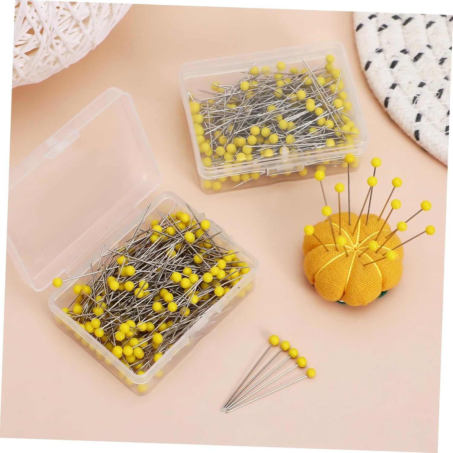 DOITOOL 500Pcs Glass Head Pins for Jewelry Making Quilting Crafts Durable Straight Dressmaker Pins Glass Plated for Fabric and DIY
