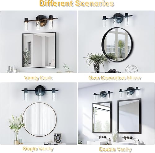 Miniatura 3 de Moderna lámpara LED para tocador de baño, 3 luces negras  Elegante accesorio de iluminación para baño, perfecto sobre el espejo, temperatura de