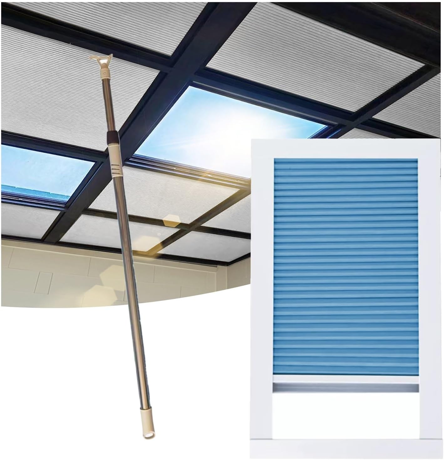 Skylight Shades Blinds, Ceiling Room Cordless Shades, Balcony Roof Thermal Insulation Cover for Bathroom, Bedroom(70X130CM)