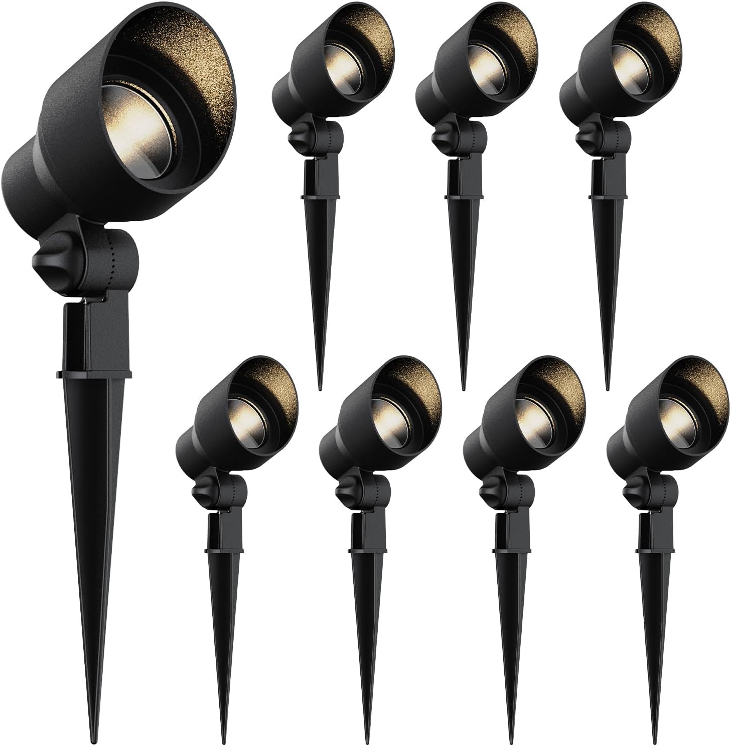 Landscape Spotlights Low Voltage Spot Lights Outdoor Lighting 8PK 6W LED 145 Lumens Weatherproof Floodlights 12V AC Metal Yard Lights with Connectors and Stakes for Tree Building Fence
