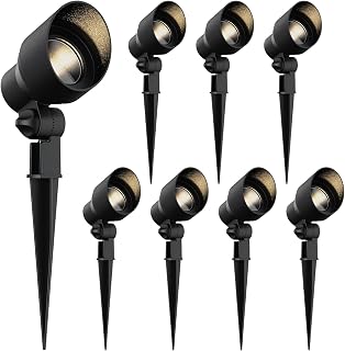 Landscape Spotlights Low Voltage Spot Lights Outdoor Lighting 8PK 6W LED 145 Lumens Weatherproof Floodlights 12V AC Metal Yard Lights with Connectors and Stakes for Tree Building Fence