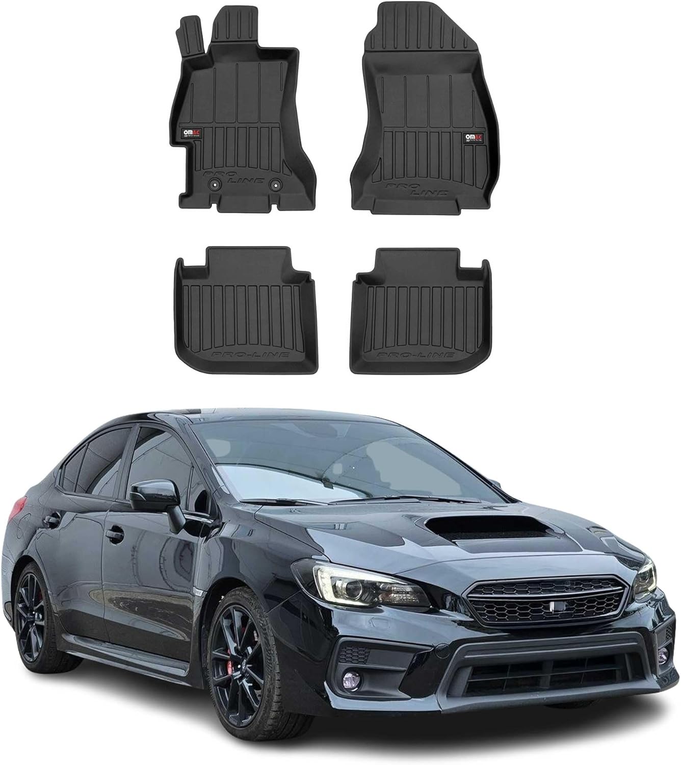 OMAC Premium Floor Mats for Subaru XV Crosstrek 2013-2015 Car Mats All Weather 3D Custom Fit Rubber Mat Waterproof Odorless TPE Floor Liners Laser Measured Non-Slip (Black)