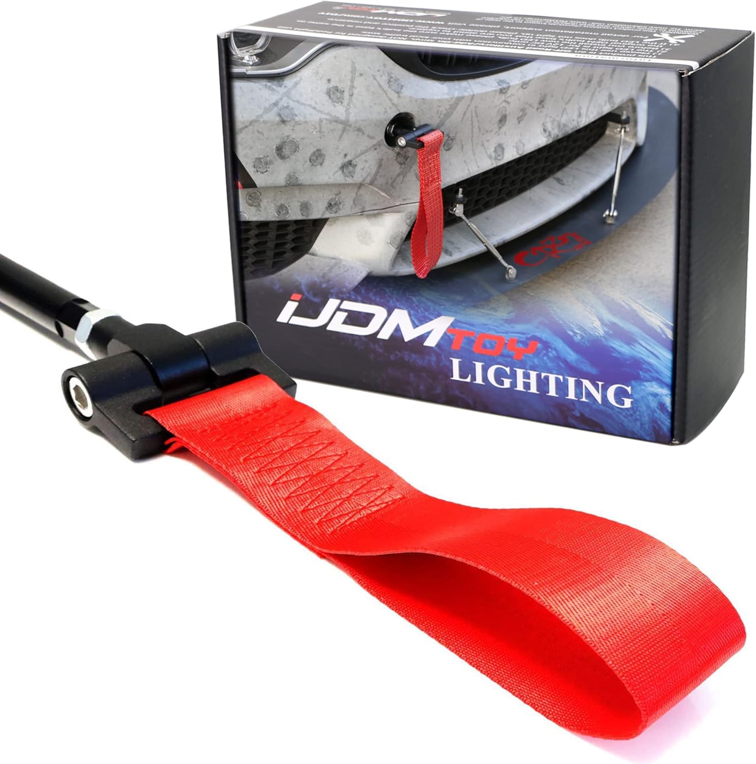 iJDMTOY Track Racing Style Red Tow Strap Compatible with BMW 1 3 5