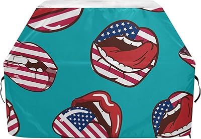 susiyo Grill Cover for Outdoor Grill, Waterproof Anti-UV/Dust/Fade/All-Weather Resistant BBQ Grill Cover for Outside 65 inch, Lips and American Flag