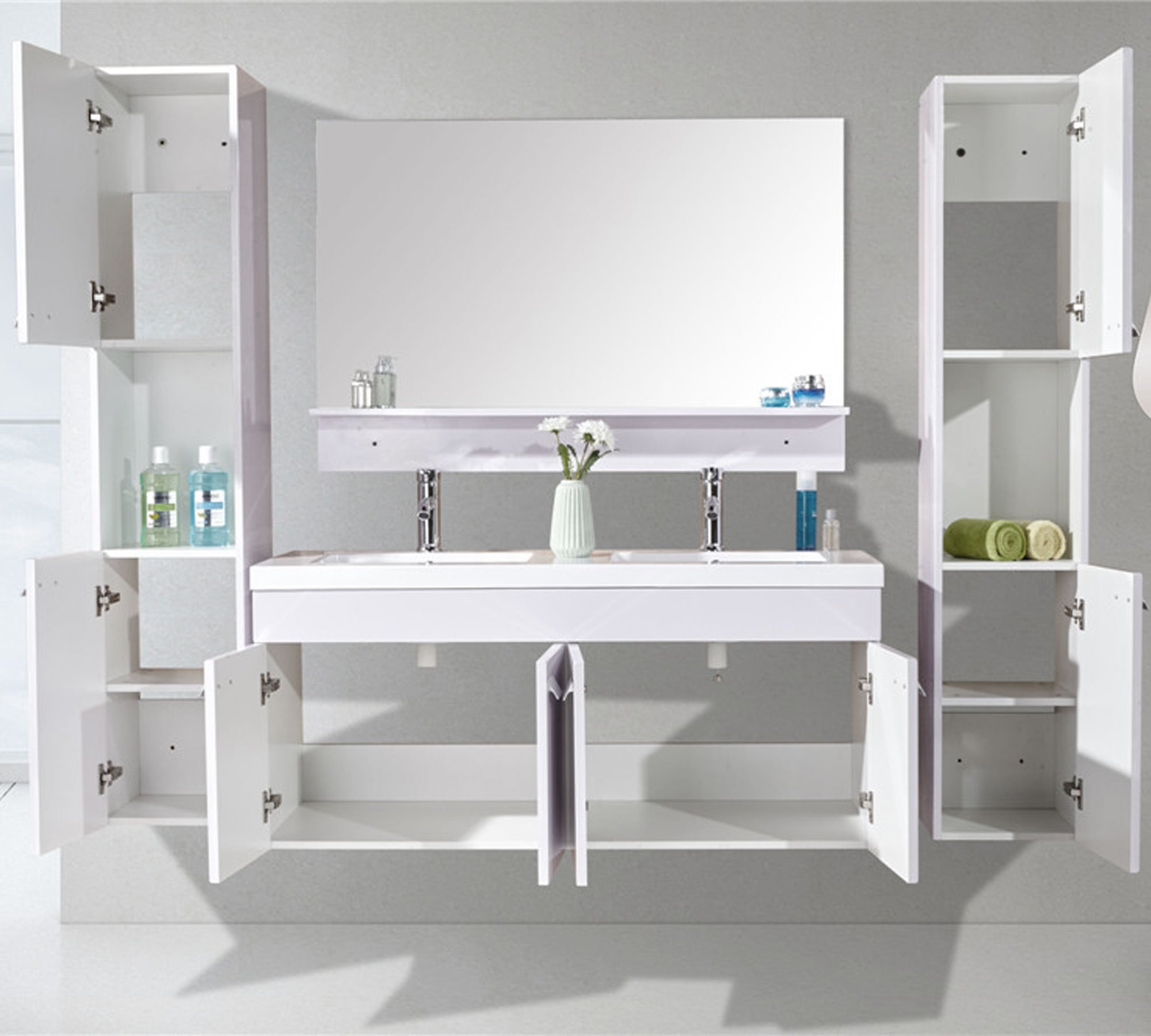 Simba Srl MOBILE BAGNO ARREDO BAGNO COMPLETO 120 CM LAVABO 2 RUBINETTI mod. White Elegance NUOVO IMBALLATO!