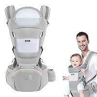 Vista 1 de Portabebés con asiento de cadera, multifuncional 9 en 1, portabebés para recién nacidos a niños pequeños para todas las estaciones, portabebés