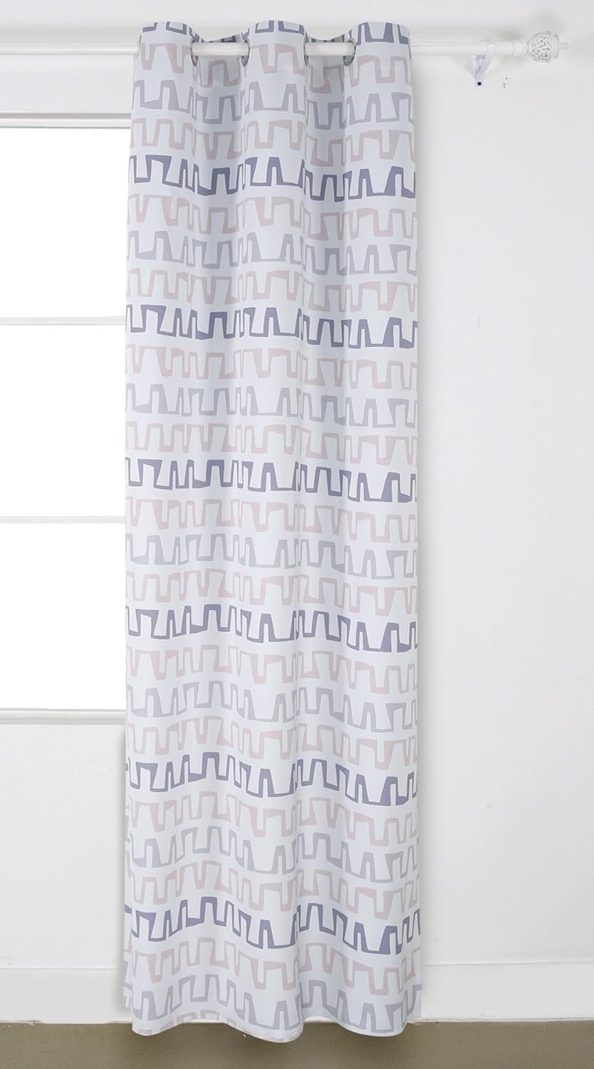 Deconovo Printed Blackout Room Darkening Window Curtains with Grommet for Bedroom, 42W x 84L Inch, Beige and Grey
