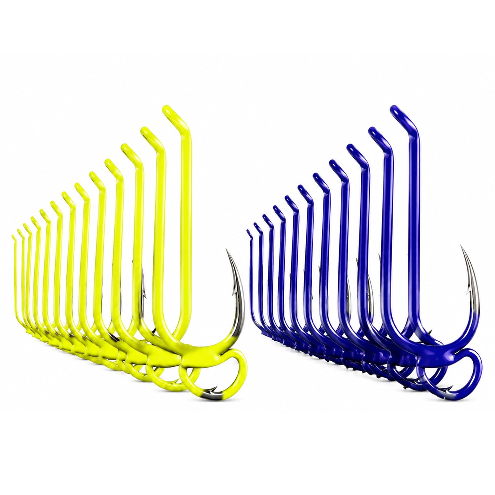 Classic Sharp Double Fishing Hooks High Carbon Steel Barbed Bait Hook Fluorescent Colored Coated Saltwater Freshwater Catfish Bass Treble Fishing Hooks Replacement (4#,C-20 pieces)