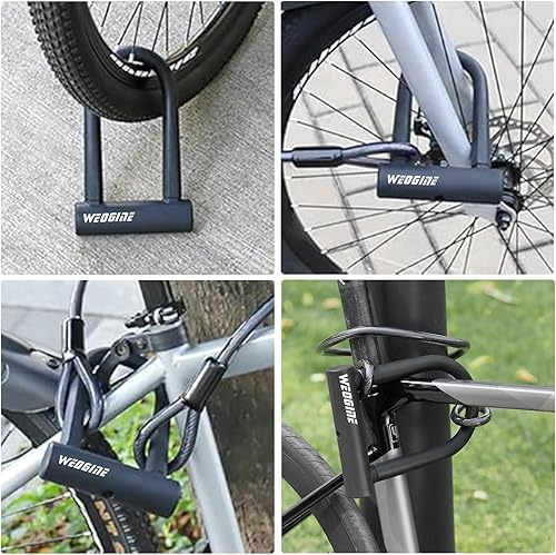 Miniatura 7 de Candado en U para bicicleta con cable de seguridad de 5 pies, grillete de 0.669 in, cerradura de bicicleta con 3 llaves y soporte de montaje,