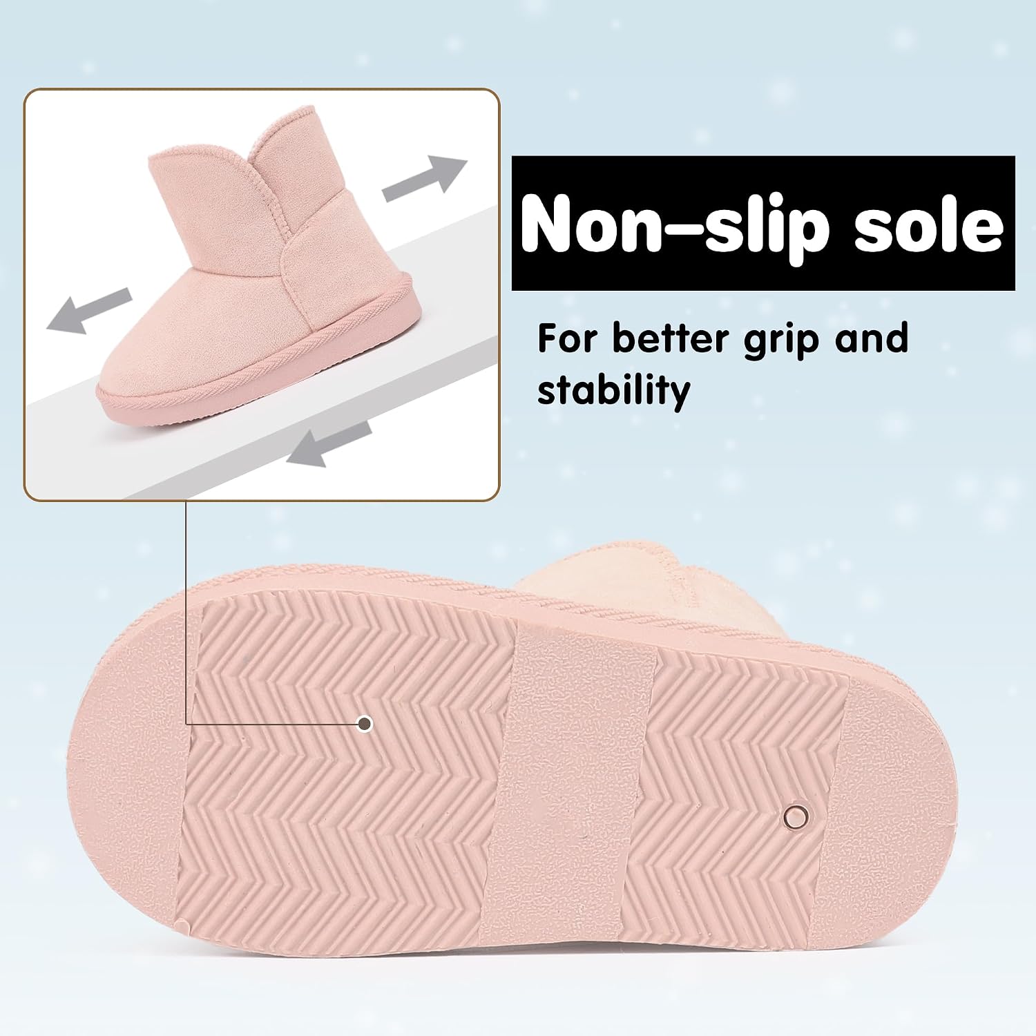 CIOR Toddler Snow Boots for Girls Boys Winter Warm Kids Button Boots Outdoor Shoes