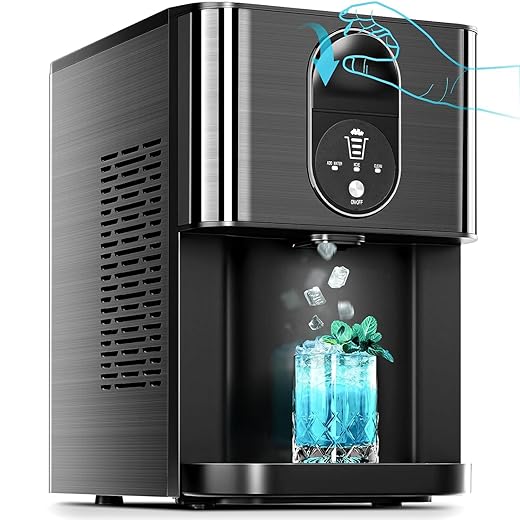 Nugget Ice Makers Countertop, Pebble Ice Maker Machine with Self-Cleaning, 45lbs/24H, Stainless Steel Housing, Pellet Ice Maker with 2.5qt Water Reservoir, Crushed Ice Maker for Home & Kitchen(Black)
