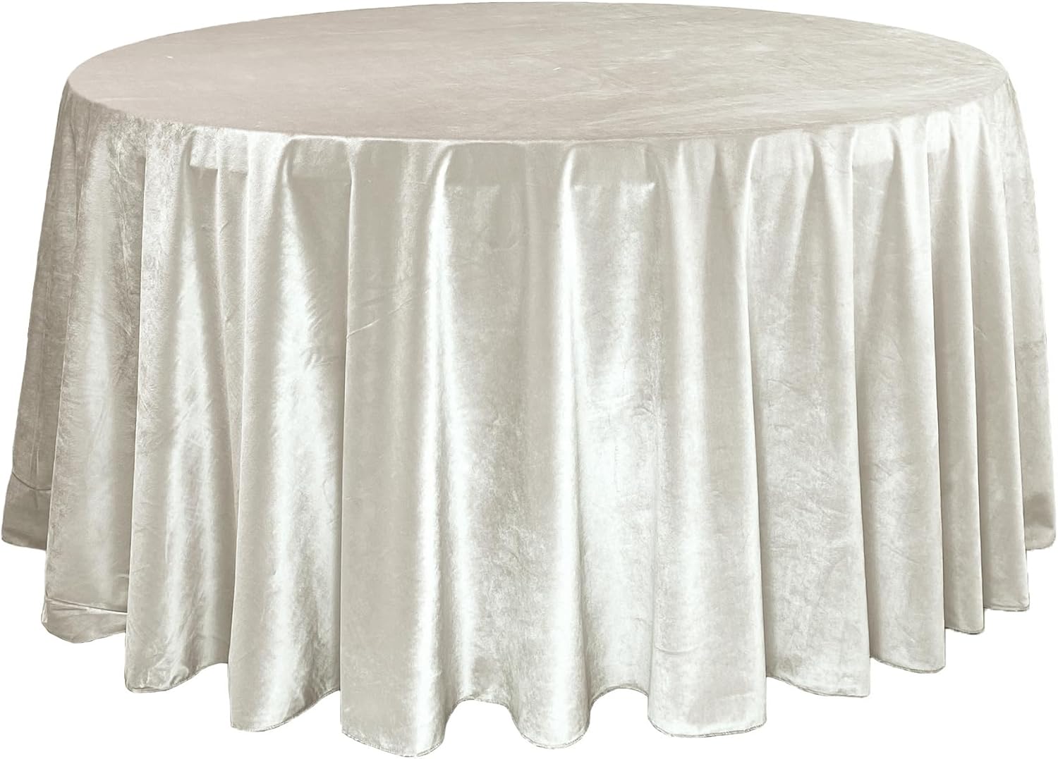 YOUR CHAIR COVERS - 120 Inch Round Velvet Tablecloth - Ivory, Linen Table Cloth for Standard Round Tables