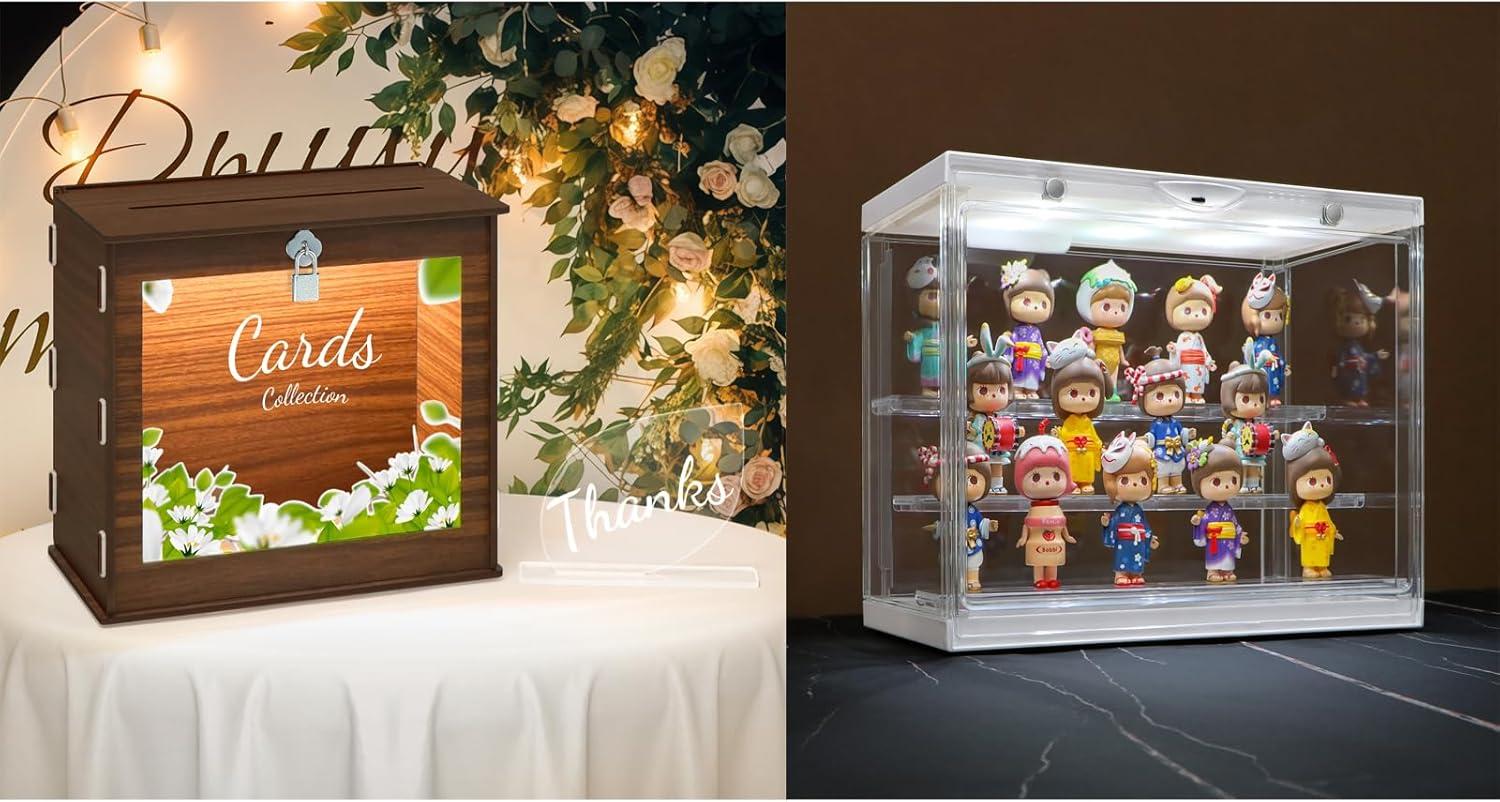 Clear Acrylic Display Case-Wood Card Box Wedding Card Box for Reception