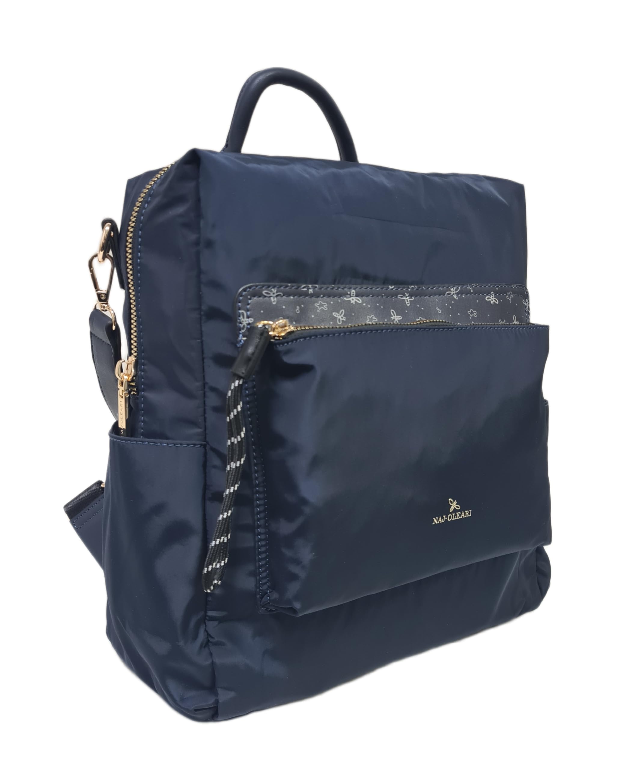 NAJ-OLEARI Borsa Zaino Donna Multitasche, Nylon Riciclato, con Spallacci Regolabili, a Spalla e Mano, Dimensioni 32x30x12 cm Art. 61749/25 (BLU)