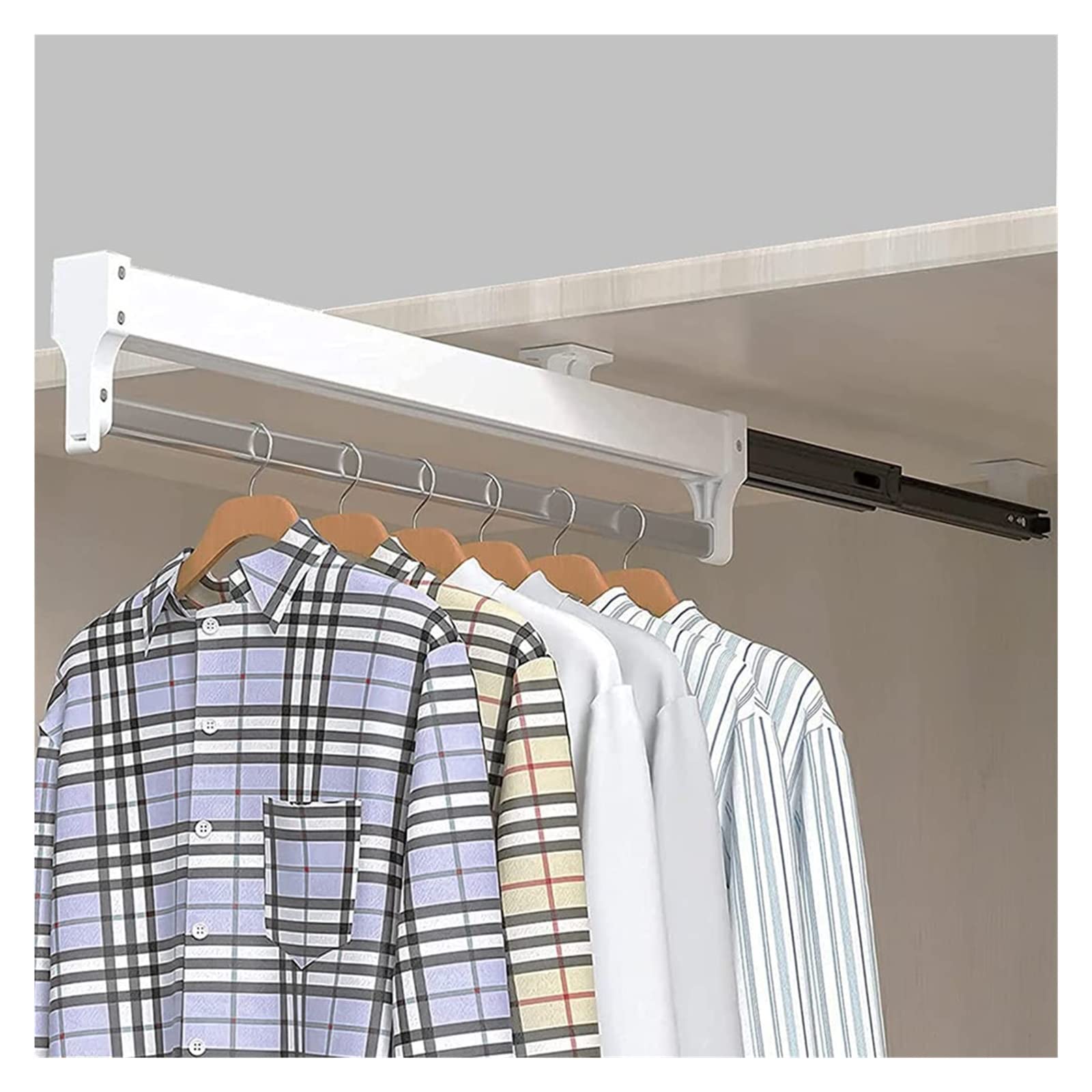 Perchero de armario de 30 a 60 cm, organizador de pantalones para el hogar, color blanco, para colgar pantalones y abrigos (400 mm / 15.7in)