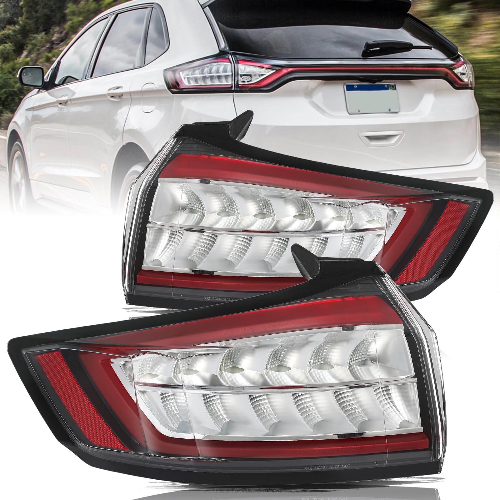 Aosky LED Tail Light Assembly w/o DRL Fit for 2015 2016 2017 2018 Ford Edge