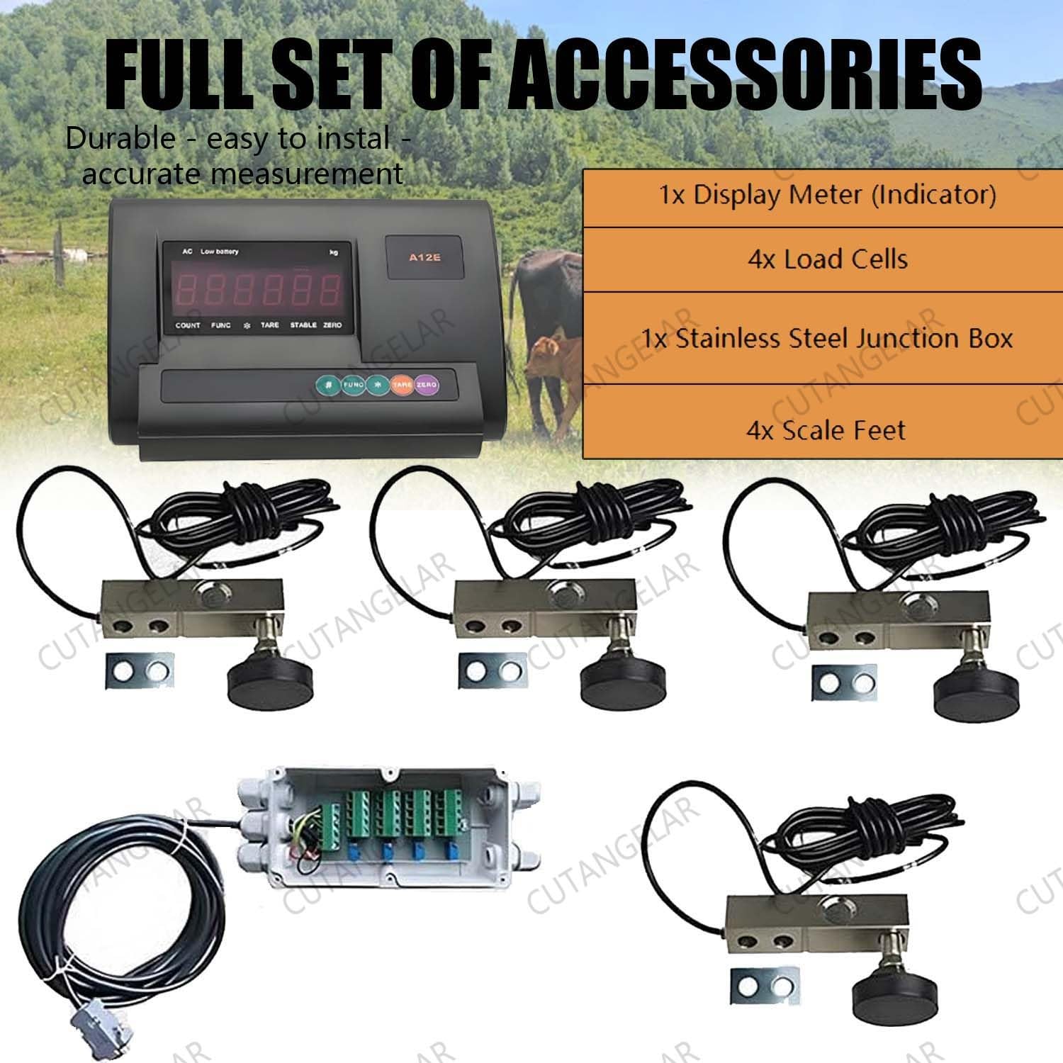Viehwaage, Rinderwaage, Schweinewaage, 5000 kg/11023 lbs maximale Tragkraft, Hochpräzises Viehwaagen-Set, Bodenwaage, mit hellem LED-Display, Tierwaagen-Set für Tiere/Kühe/Schweine