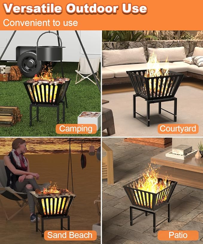 Chimenea Portátil de Hierro 17 pulgadas para Camping miniatura 8