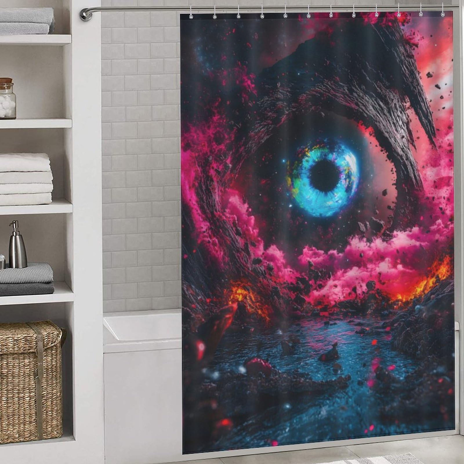 Rideau de bain humoristique Cosmic Eye 143x180cm polyester épais résistant