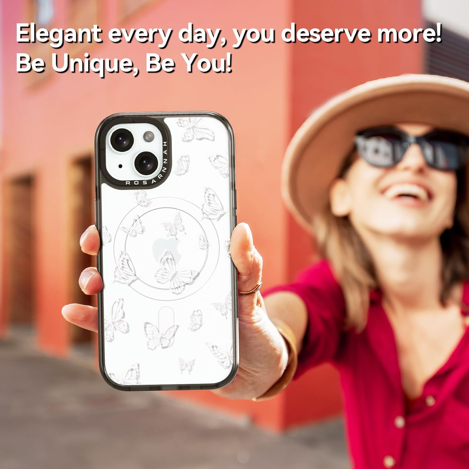 Magnetic for iPhone 15 Magsafe Case Cute Aesthetic - Durable Shockproof 6.6 ft Drop Impact Phone Case Cover with Funny Fashion Butterfly 6.1" Black